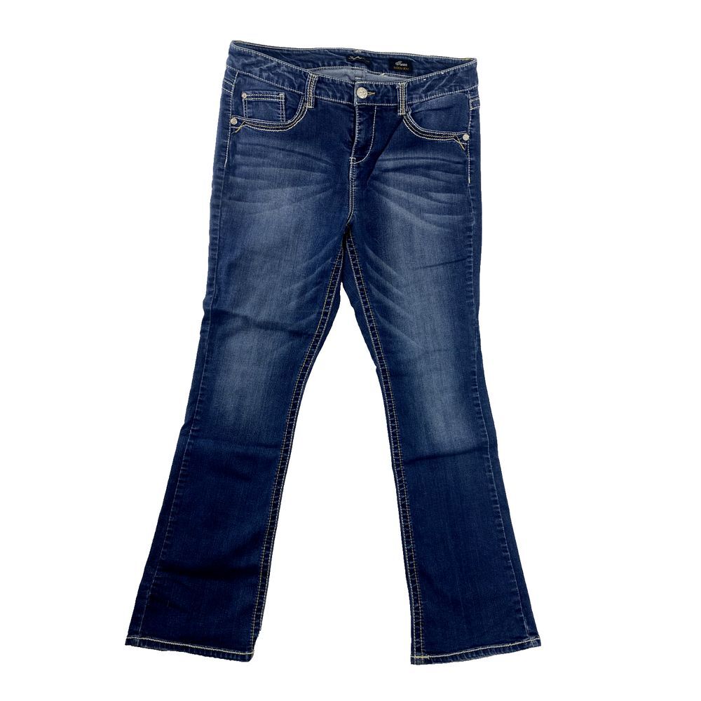 Supplies Womens Denim Blue Iman Modern Boot Cut Stretch Jeans Size 14 Med‎ Wash
